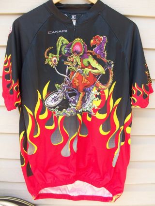 Canari Ed Roth Rat Fink Bicycle Bike Cycling Jersey Shirt Eyeballs Flames Men Xl