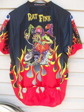 Canari Ed Roth Rat Fink Bicycle Bike Cycling Jersey Shirt Eyeballs Flames Men XL 2