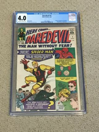 Daredevil 1 Cgc 4.  0 Ow/white Pages (1st App Of Daredevil From 1964)