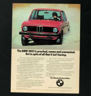 1975 Bmw 2002 Advertisement Red Performance Car Vintage Print Ad