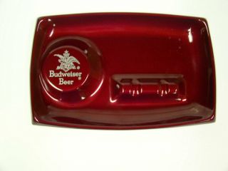 Anheuser Busch 1960`s Budweiser Beer Vintage Metal Shiny Enamel Paint Ashtray