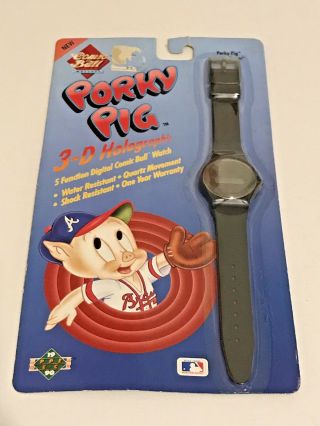Looney Tunes Comic Ball Vtg 1990 Porky Pig Atlanta Braves Watch