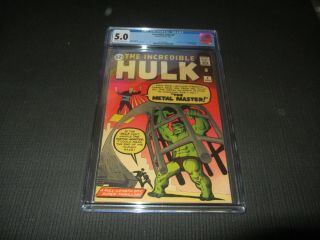 Incredible Hulk 6 Cgc 5.  0,  1st Teen Brigade & Metal Master (marvel 1963) Ow To W