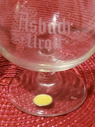 Vintage set 2 Asbach Uralt Brandy Stemmed Snifter Glass Etched Logo Glass 2