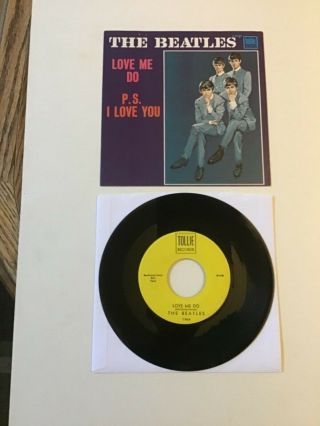The Beatles ‘love Me Do’ 1964 7” Picture Sleeve,  Record Ex Cond U.  S.  A.