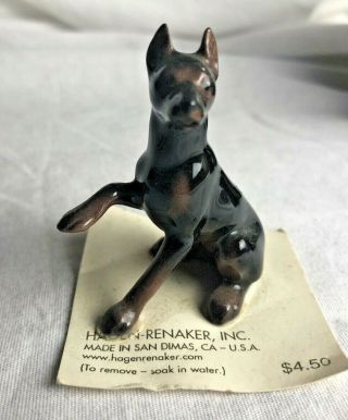 Vintage Ceramic Hagen - Renaker Doberman Dog Miniatures On Card 827