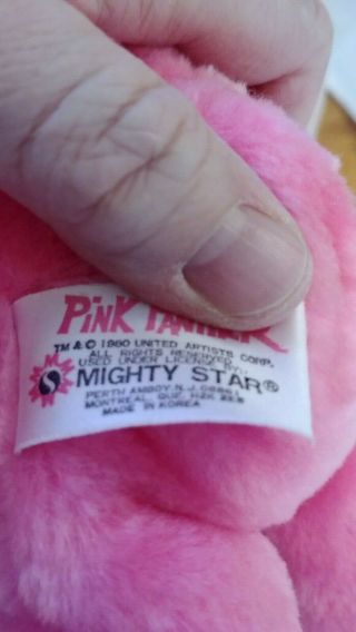 Vtg 1980 Pink Panther Plush NWT Stuffed Animal United Artist Corp Mighty Star 3