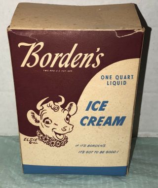 Vintage 1940s Bordens Ice Cream Elsie The Cow Quart Size