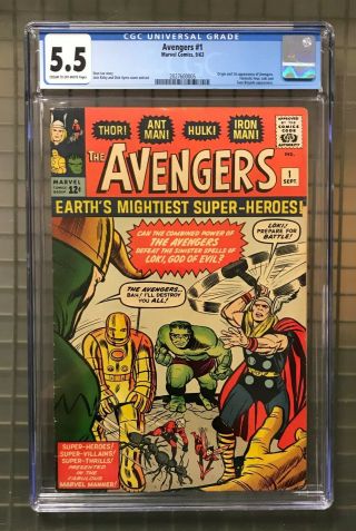Avengers 1 Marvel Comics 1963 Cgc 5.  5 1st Appearance W/ Fantastic Four Loki,