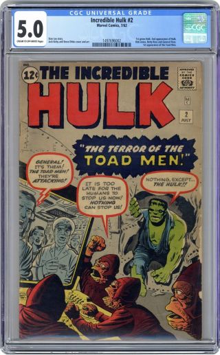 Incredible Hulk (1st Series) 2 1962 Cgc 5.  0 1497696002