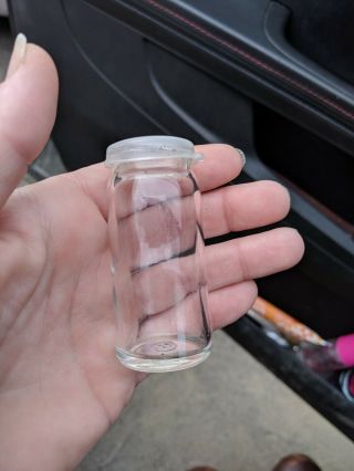 Vintage Glass Pill Bottle With Plastic Snap On Top