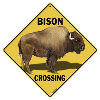 Bison Crossing Sign,  12 " On Sides,  16 " On Diagonal,  Aluminum,  Indoor/ourdoor