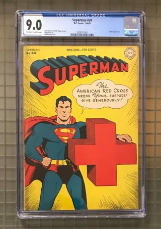 Superman 34 Dc Comics 1945 Comic Book Cgc 9.  0 Lex Luthor Appearance