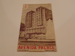 Avenida Palace Hotel Barcelona Spain Guest Map 1930s