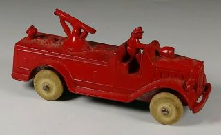 Vintage Tootsietoy Red Fire Engine Truck Cast Metal Rubber Wheels Tootsie Toy