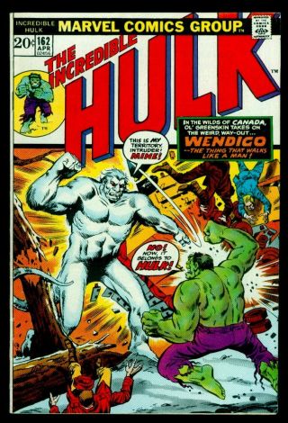Marvel Comics The Incredible Hulk 162 1st Appearance Of The Wendigo Fn/vfn 7.  0
