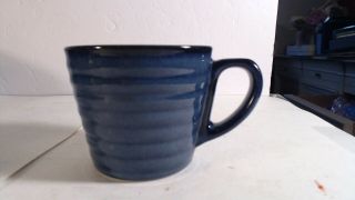 2008 Starbucks Blue Ribbed Coffee Tea Mug Cup Stoneware Pottery 12 Oz Euc
