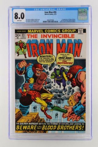 Iron Man 55 - Cgc 8.  0 Vf - Marvel 1973 - 1st App Of Thanos & Drax The Destroyer