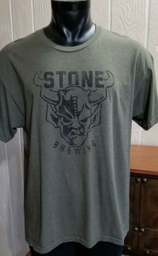 Stone Brewing Company Hop Green Heather Lt.  Weight Logo Beer T - Shirt Sz Xl
