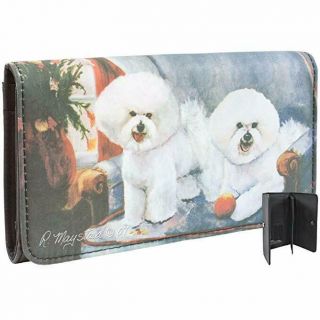 Bichon Frise Dog Check Book Wallet By Ruth 2 White Dogs