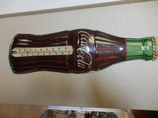 Vintage Coca - Cola Coke Thermometer Bottle Sign