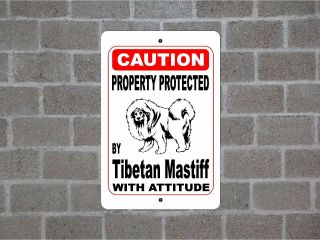 Property Protected By Tibetan Mastiff Dog Breed With Attitude Metal Sign B