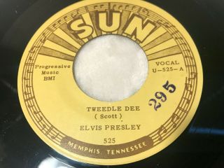 Elvis Presley Sun 525 Tweedle Dee Orig.  78 Minor 45 Nm W/ Letter Numbered 295