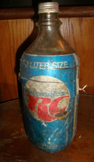 Vintage Rc Cola 2 Liter - 67.  6 Oz Glass Bottle With Cap