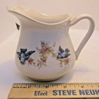 Bluebird Small Ceramic Pitcher Creamer Vintage Made In Usa