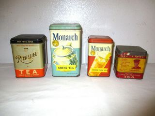 Four Vintage Tea Tins - Richelieu - Monarch - Lipton