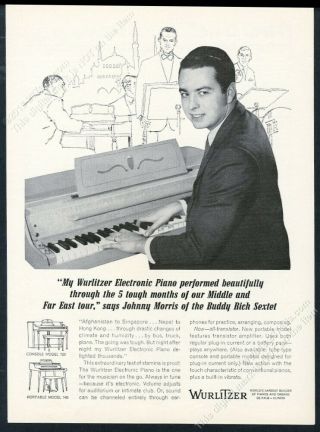 1963 Johnny Morris Photo Wurlitzer Electronic Piano Vintage Print Ad