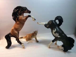 Vintage Breyers Classic Size Horses With Mountain Lion