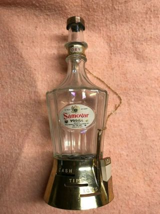 Vintage Samovar Vodka Glass Bottle Money Box Iou Pad And Pencil 14 " Tall