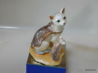 Siamese Cat With Her Baby An Rucinni Jeweled Treasure / Trinket Box