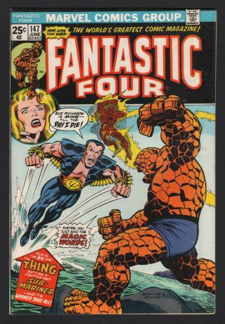 Fantastic Four 147,  Marvel Comics,  1974,  Vf/nm,  Sub - Mariner