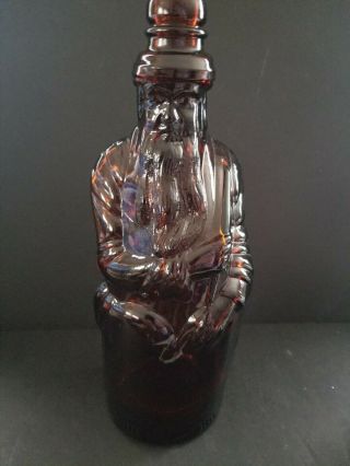 Vintage Amber Moses Poland Water Bottle Usa Hiram Ricker & Sons.  Inc
