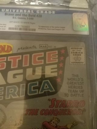 The Brave and the Bold 28 CGC 3.  5 FIRST JUSTICE LEAGUE Really presentation 3