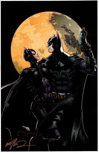 Catwoman & Batman - Moonlight Art Print - Signed By Artist Mike S Miller