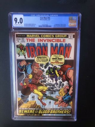 Iron Man 55 Cgc 9.  0 1st Thanos,  Drax,  Starfox Mega B.  A.  Key Awesome