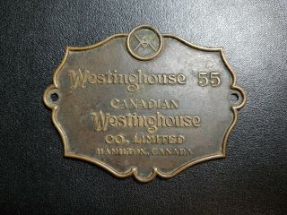 Vintage Westinghouse 55 Motor Electrical Metal Plate Tag Badge