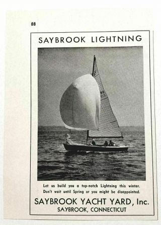 1949 Print Ad A Saybrook Lightning Sail Boats Top Notch Connecticut