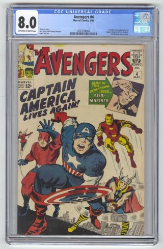 Avengers 4 Cgc 8.  0 Marvel Comic Key 1st Captain America Silver Age