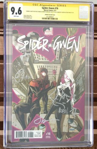 Spider - Gwen 16 Cgc 9.  6 Ss - Signed & Sketch - Miles Morales - 1:50 Ri Variant
