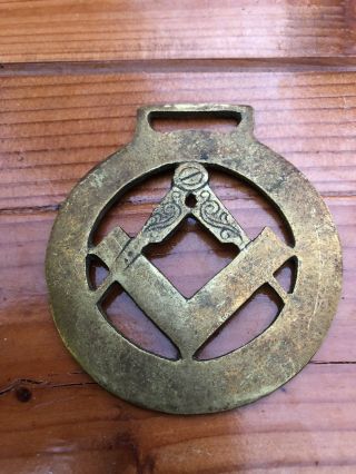Vintage Brass English Masons Horse Medallion Tack Decoration Harness C 1930 - 40
