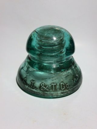 A.  T.  & T.  Co,  Cd 191 Transposition Insulator,  Top Only,  Light Aqua