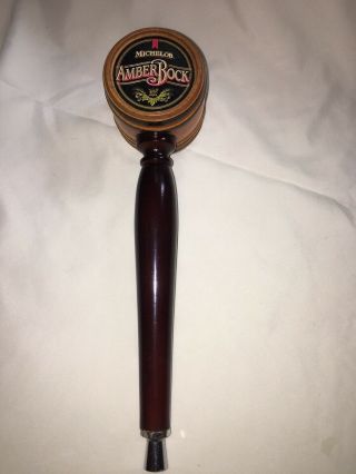 Michelob Amber Bock Barrel / Gavel Wooden Beer Tap Wooden Handle Rare