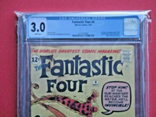 Fantastic Four 4 - CGC 3.  0 - Huge Key - First Silver Age Submariner (1962) 2