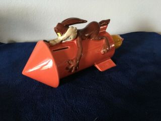 Wile E.  Coyote Acme Rocket Ceramic Bank,  Warner/roadrunner Collectible.  Great