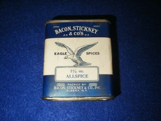 Vtg Bacon Stickney & Co’s Allspice Tin Albany,  Ny Paper Label Near