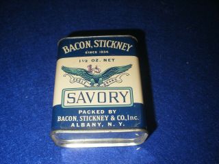 Vtg Bacon Stickney & Co’s Savory Tin Albany,  Ny 1950’s
